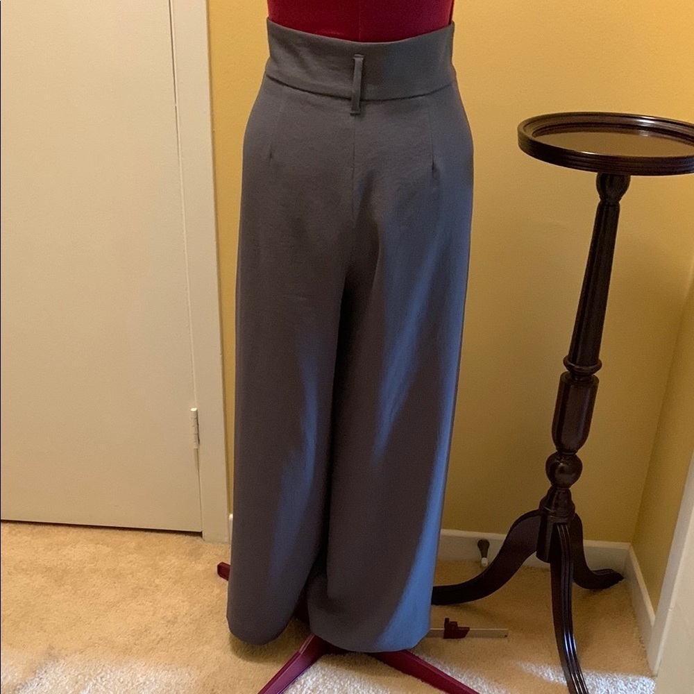 Wilfred Paperbag Front Waist Wide-Leg Pants Gray-Green Textured Size 4 - Picture 7 of 13